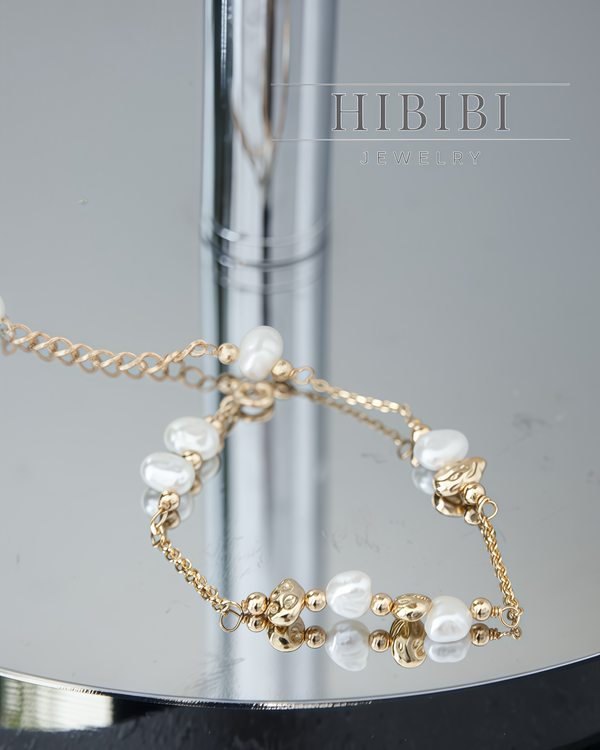 18K ゴールドカラー イレギュラー真珠ブレスレット